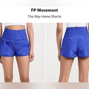 FREE PEOPLE Movement The Way Home Shorts Electric Blue High Rise Waisted Smocked